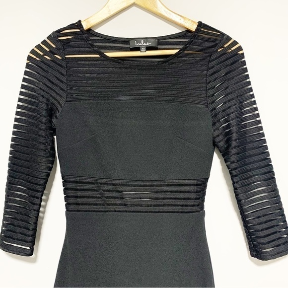 Lulu's Perfect Mesh Black Body Con Dress Size XS - Picture 4 of 11